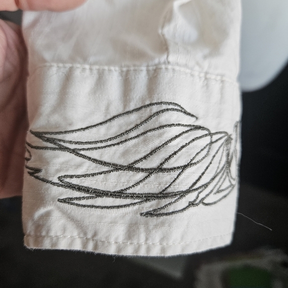 HARLEY DAVIDSON Ladies Vintage Crystal Embroidered Fitted Tan Shirt Size Large - Picture 6 of 12